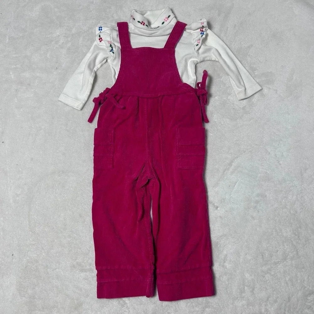 Vintage 1980's Girl's Overalls - 80's Girls Toddler Magenta Pink Corduroy